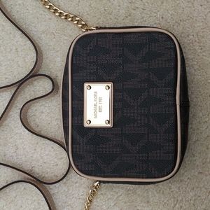 Michael Kors Dark Brown MK Logo Jet Set Crossbody Small